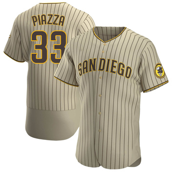 Men's San Diego Padres Mike Piazza Tan/Brown Alternate Jersey - Authentic