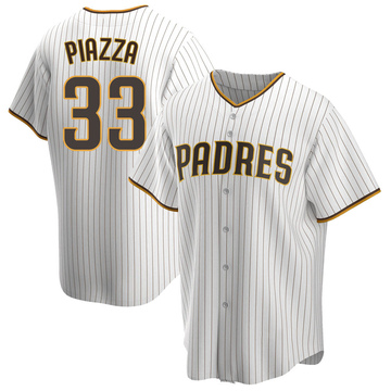 Men's San Diego Padres Mike Piazza White/Brown Home Jersey - Replica