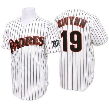 Men's San Diego Padres Tony Gwynn White/Blue Strip Throwback Jersey - Replica