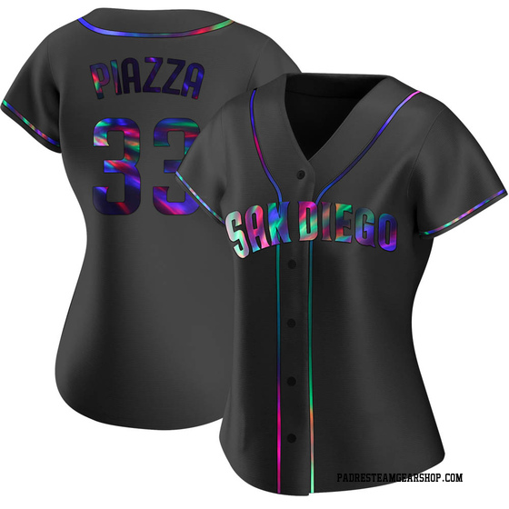 Women's San Diego Padres Mike Piazza Black Holographic Alternate Jersey - Replica