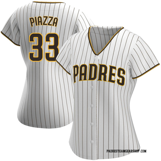 Women's San Diego Padres Mike Piazza White/Brown Home Jersey - Replica