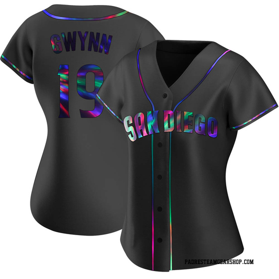 Women's San Diego Padres Tony Gwynn Black Holographic Alternate Jersey - Replica