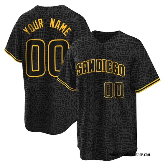 Youth San Diego Padres Custom Black Snake Skin City Jersey - Replica